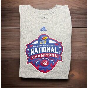 Kansas Jayhawks T-Shirt Adidas NCAA National Champions 2022 Gray Men’s Size XL